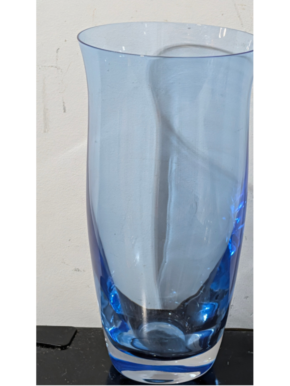 Scandinavian blue mouth blown art glass Vase